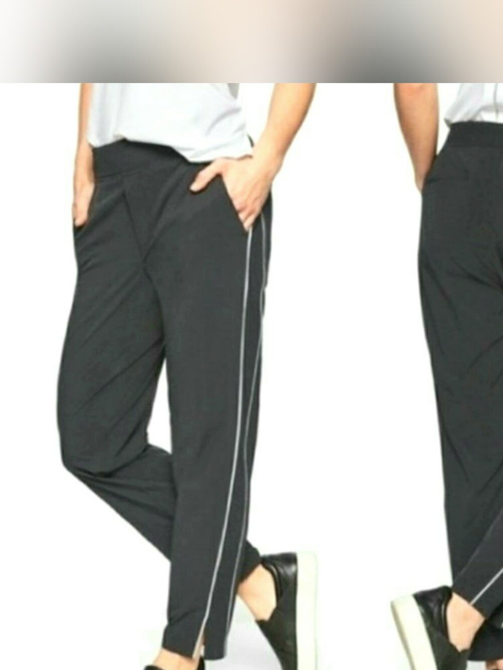 Athleta Brooklyn Pants with White Side Stripe - Size: 8 - Picture 2 of 11